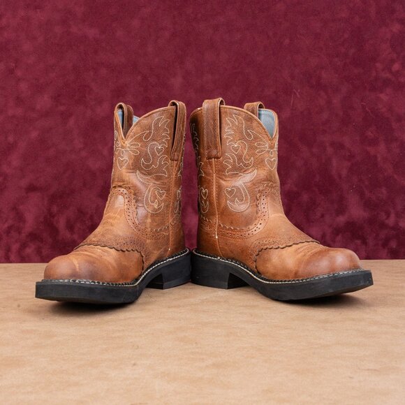 Ariat Women Fatbaby Brown Leather Slip-on Western Cowboy Boots sz 7 - Picture 2 of 12